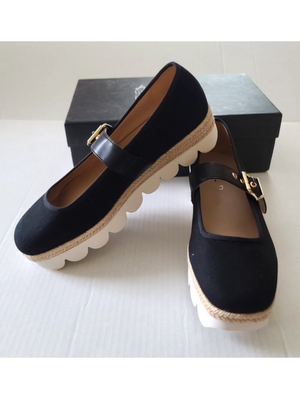 Silent D MIMI Mary Jane Platform Shoes Black US 9.5 EU 41 Canvas Funky NEW